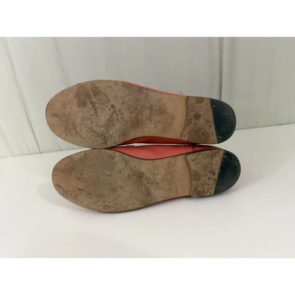 J Crew Ryan Penny Loafers Leather Coral Pink Slip On Shoes Women’s Sz 10